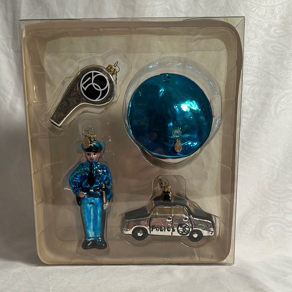 Dept 56 Police hand-painted mercury glass NIB VINTAGE 1990
